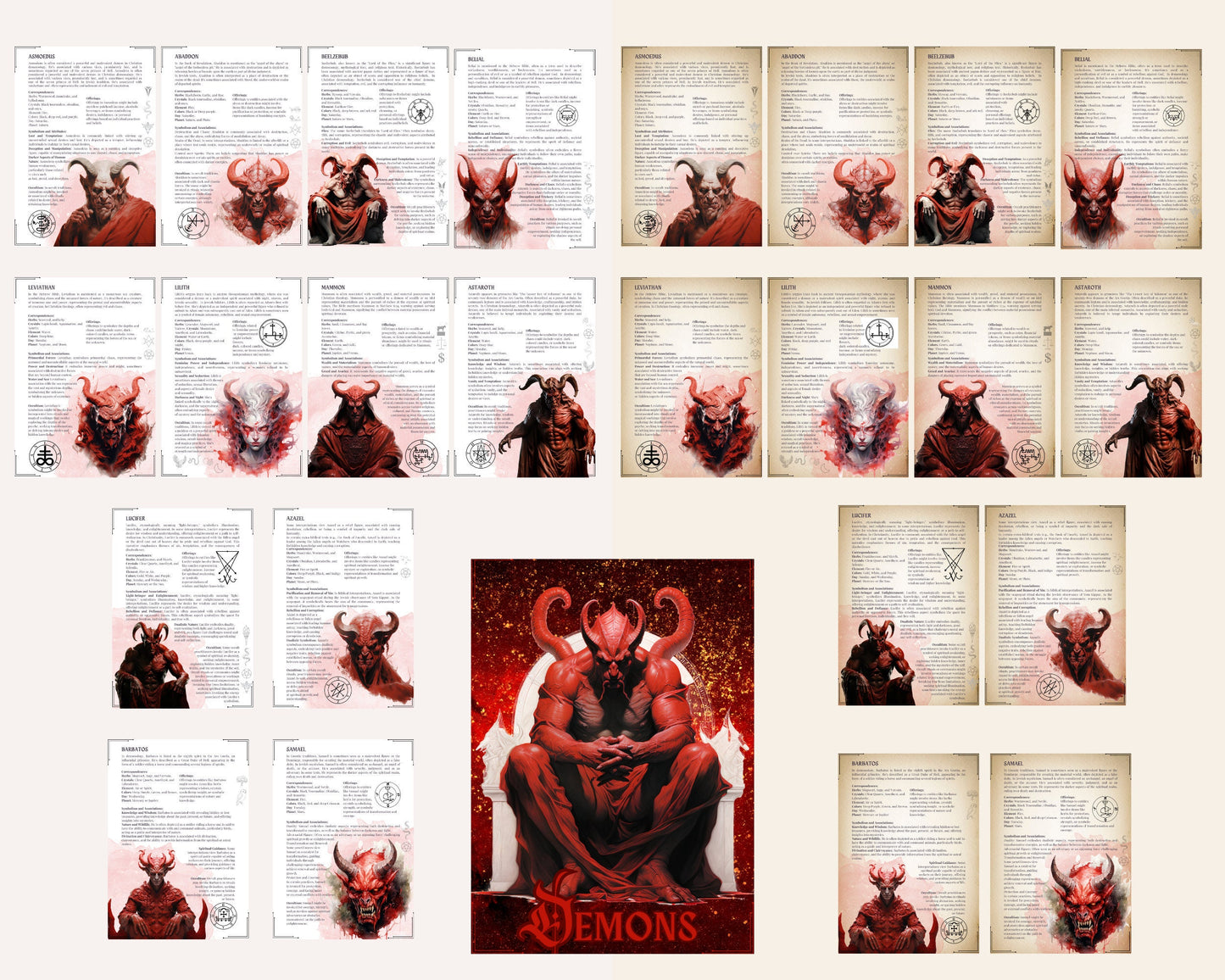 Demons Grimoire pages. Demonic witchcraft. Beautiful Printable Grimoire pages.