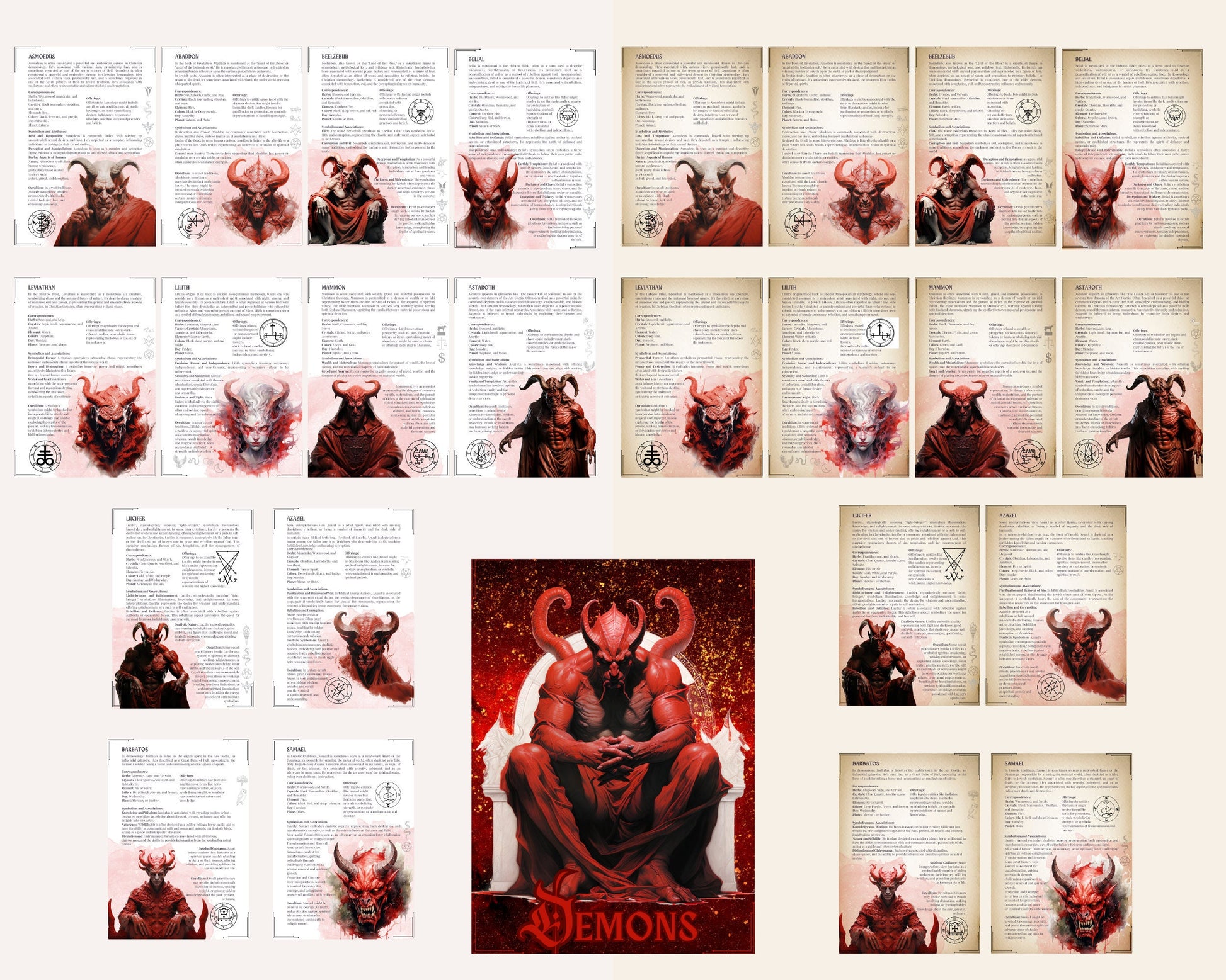 Demons Grimoire pages. Demonic witchcraft. Beautiful Printable Grimoire pages.