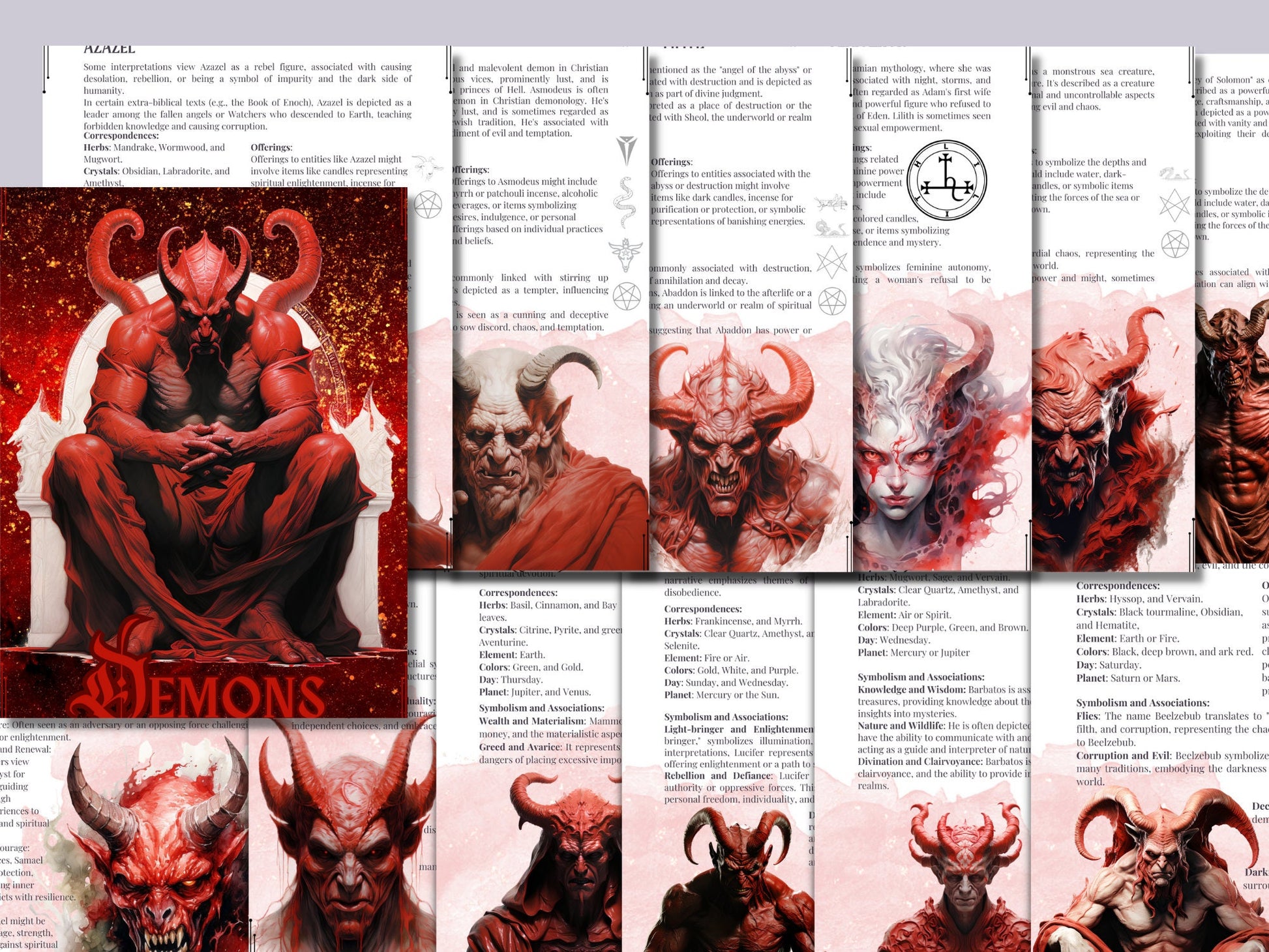 Demons Grimoire pages. Demonic witchcraft. Beautiful Printable Grimoire pages.