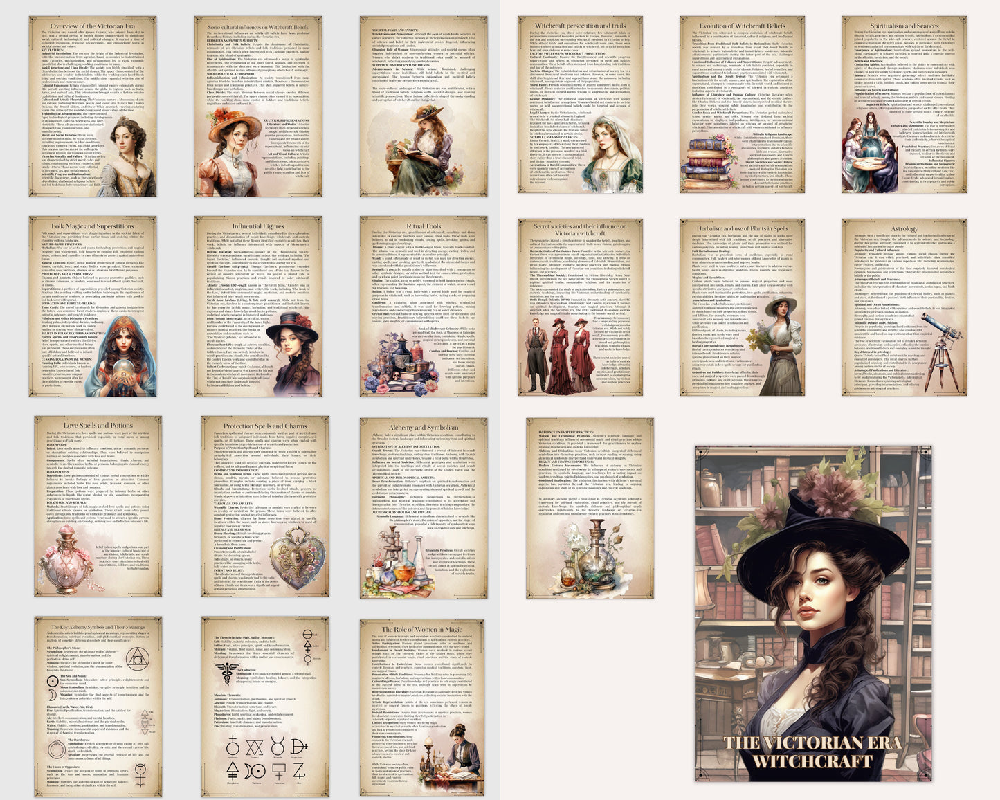 The Victorian Era Witchcraft. Basics. Beautiful grimoire pages. Printable.