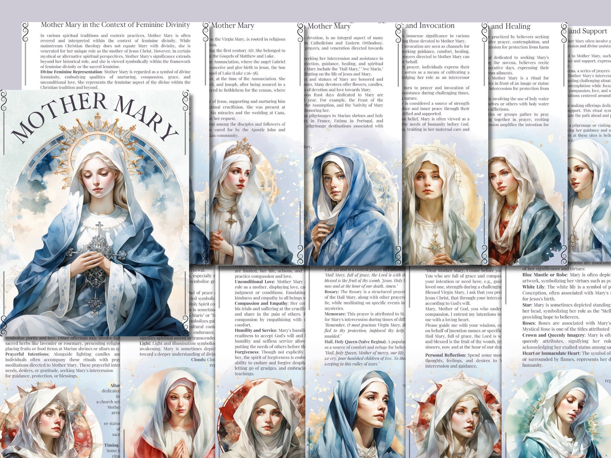 Mother Mary. Saint Mary. Virgin Mary. Marian devotion. Beautiful pages. Printable