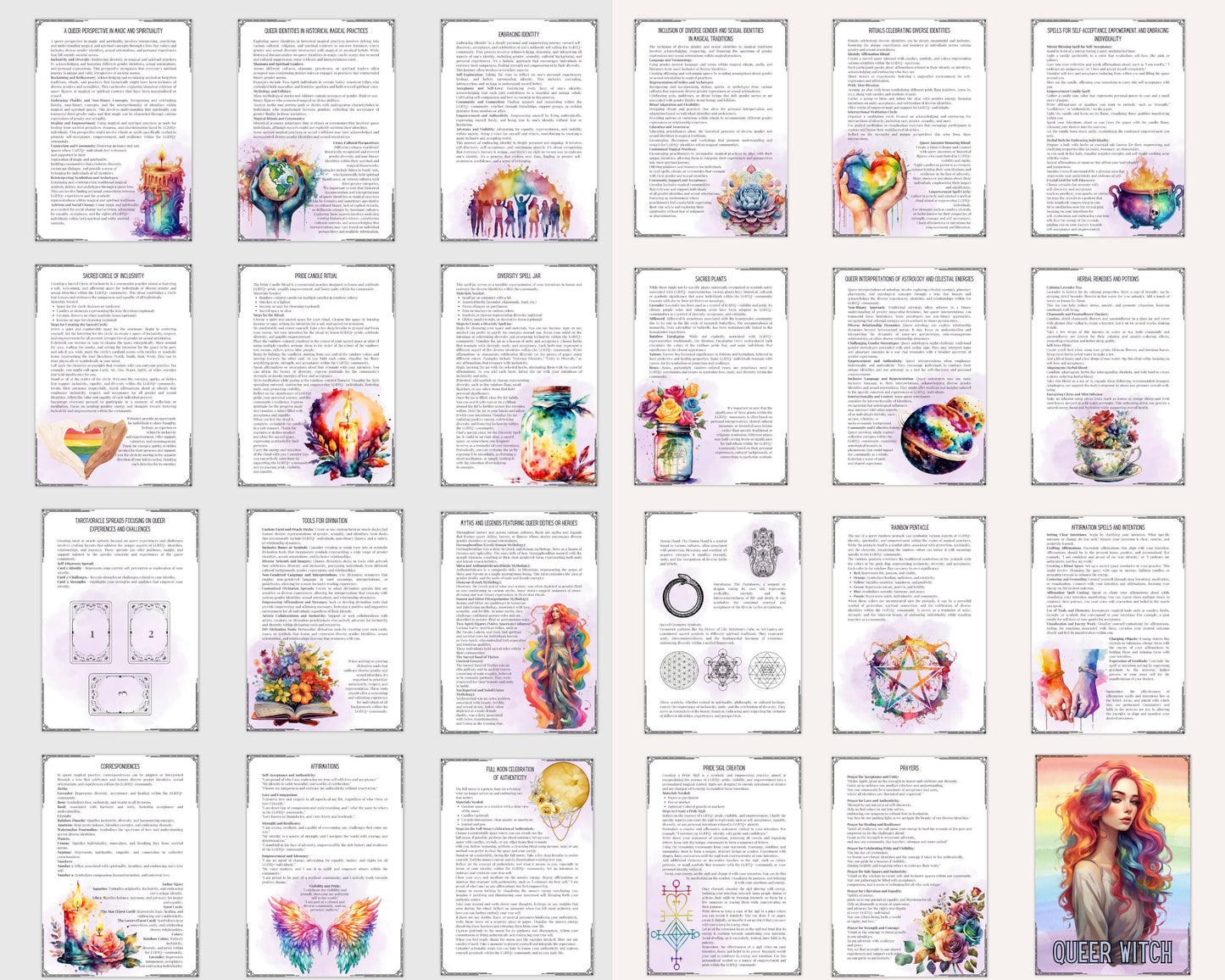 Queer Witch. Basics. Grimoire printable pages. 32 pages.