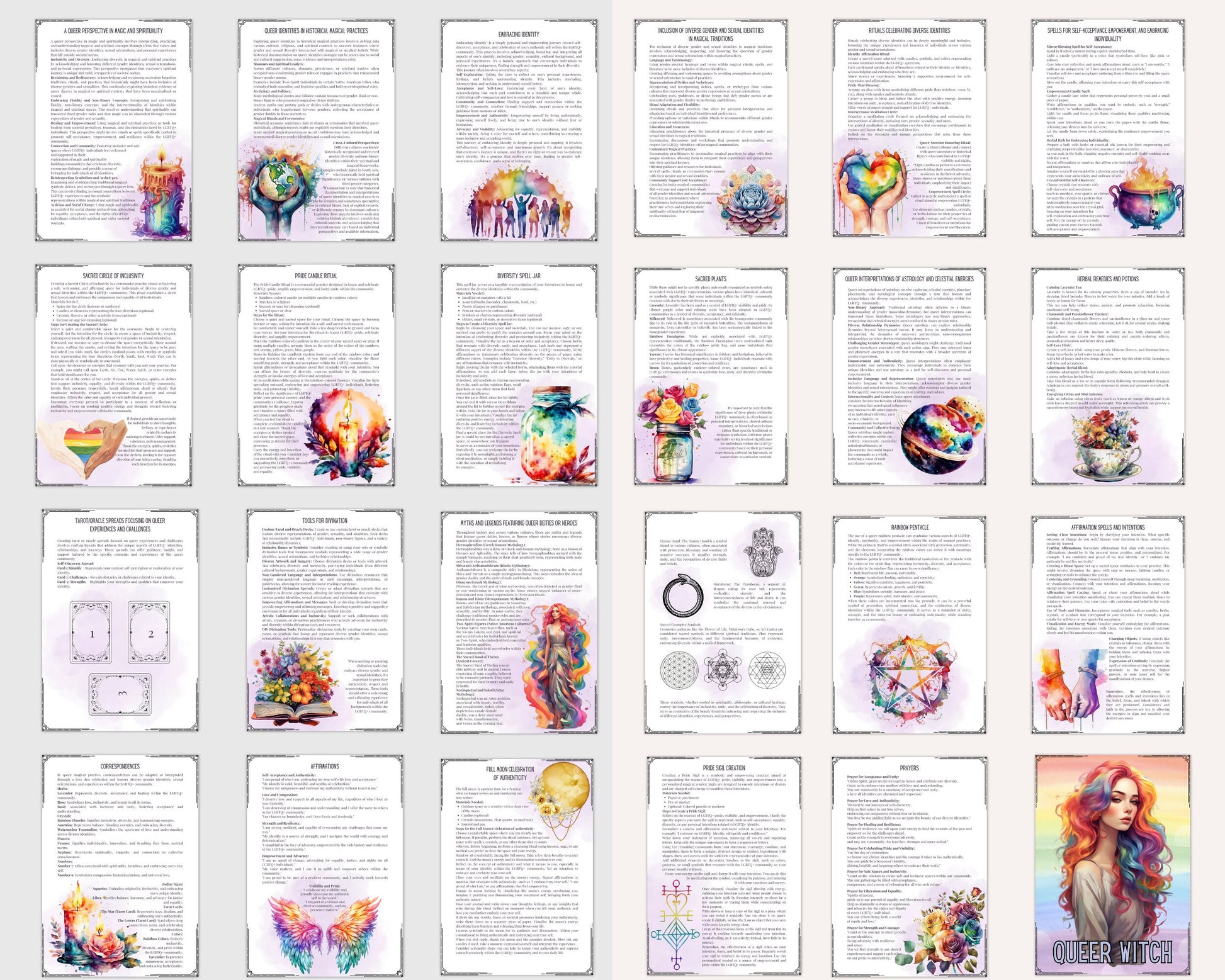 Queer Witch. Basics. Grimoire printable pages. 32 pages.