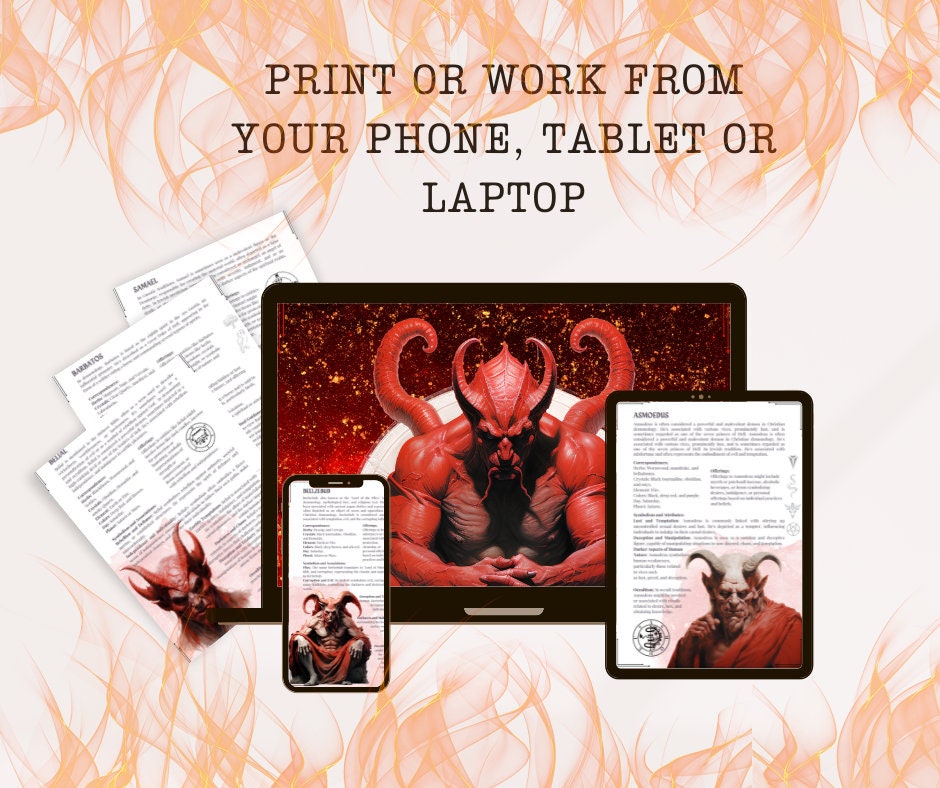 Demons Grimoire pages. Demonic witchcraft. Beautiful Printable Grimoire pages.