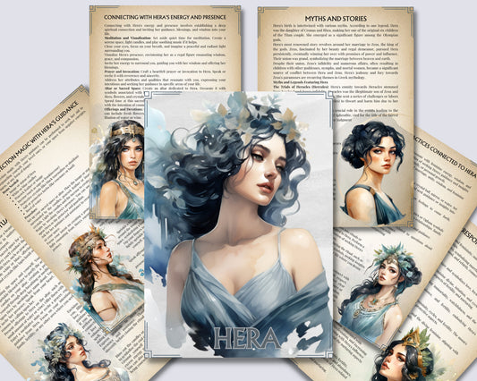 Hera Greek Goddess of Marriage, Women, and Childbirth. Beautiful Grimoire pages. Printable