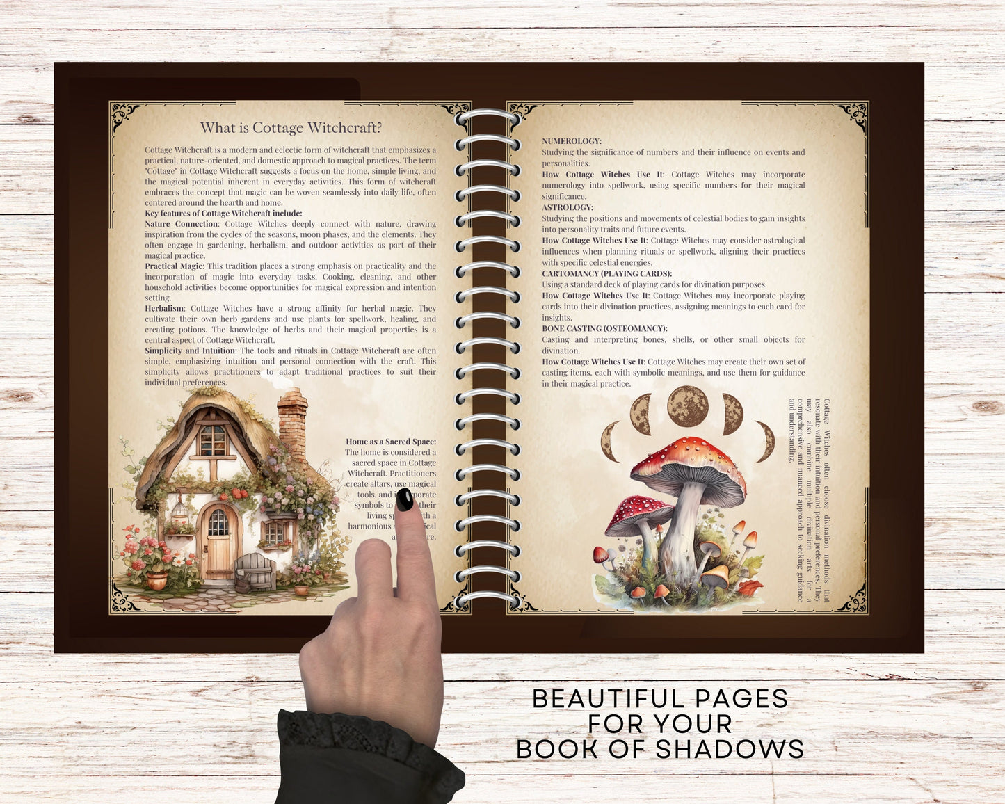 Enchant Your Path: Cottage Witchcraft. Basics. Beautiful printable Grimoire pages. 22 pages