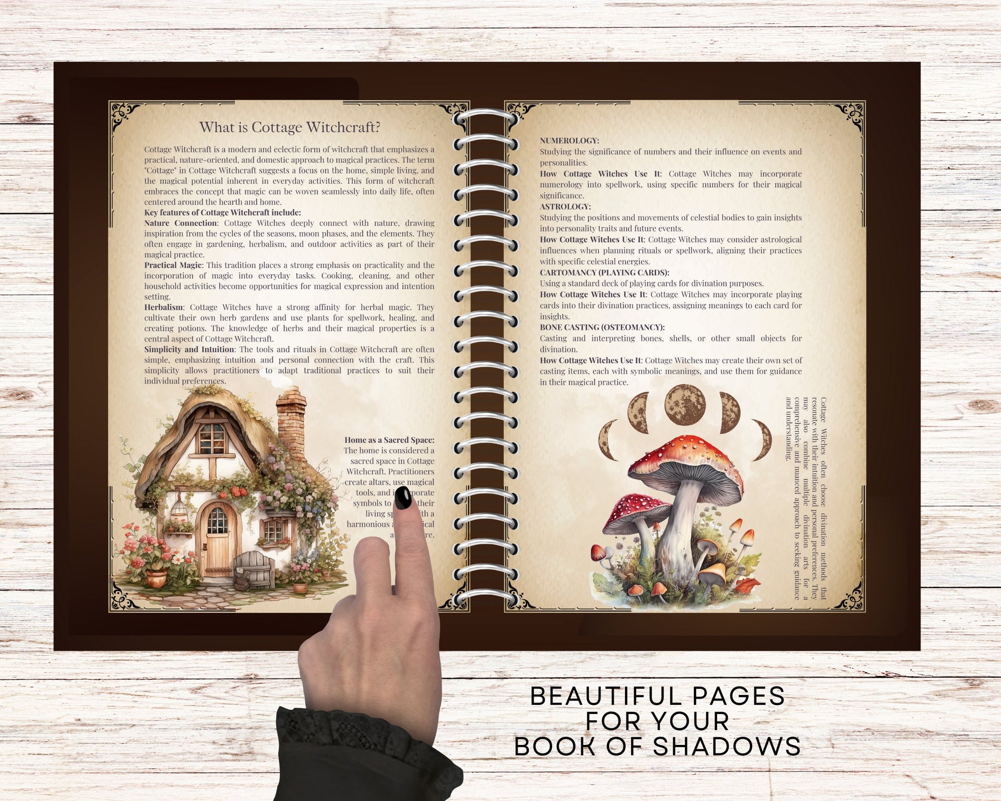 Enchant Your Path: Cottage Witchcraft. Basics. Beautiful printable Grimoire pages. 22 pages