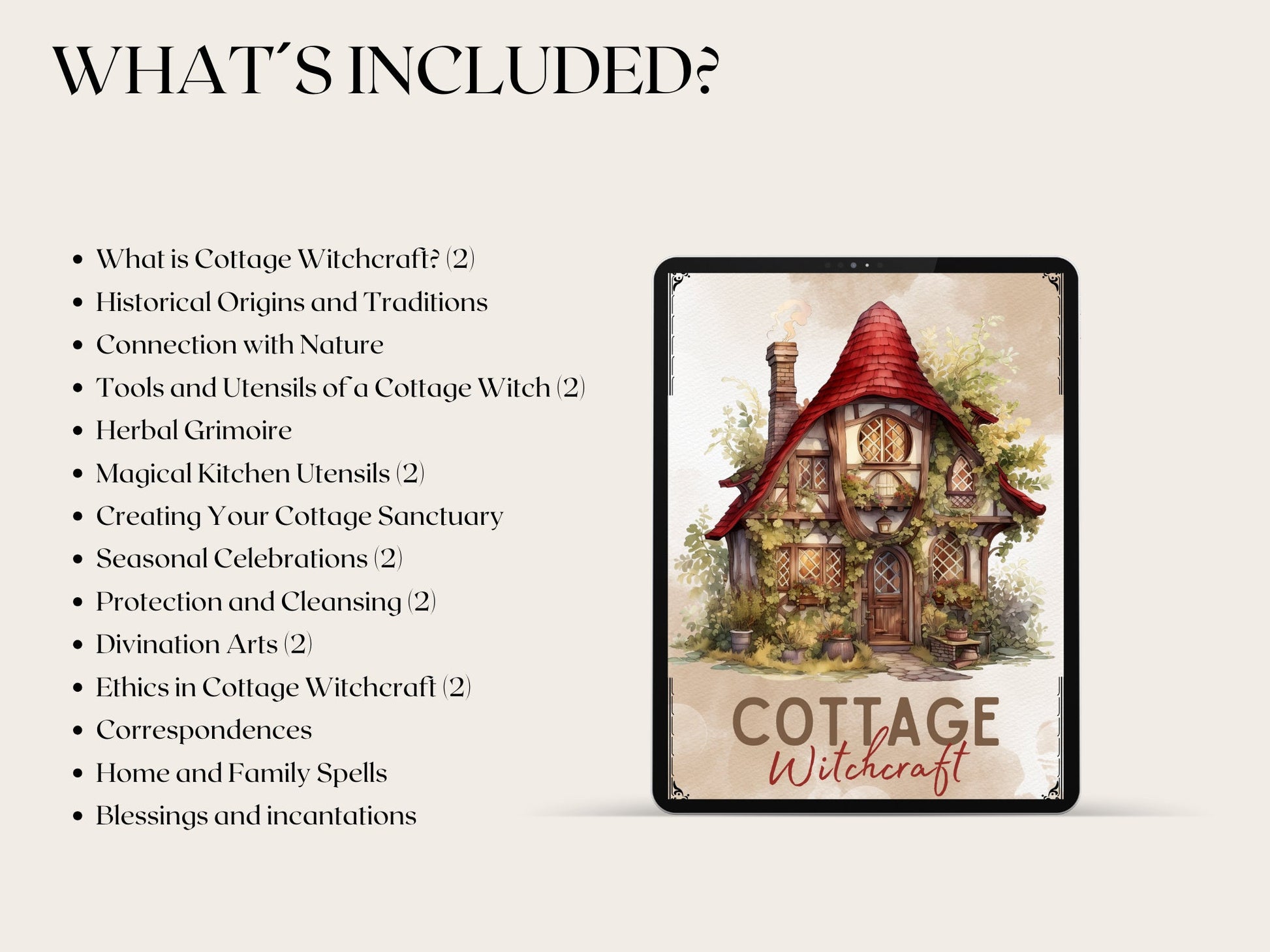 Enchant Your Path: Cottage Witchcraft. Basics. Beautiful printable Grimoire pages. 22 pages