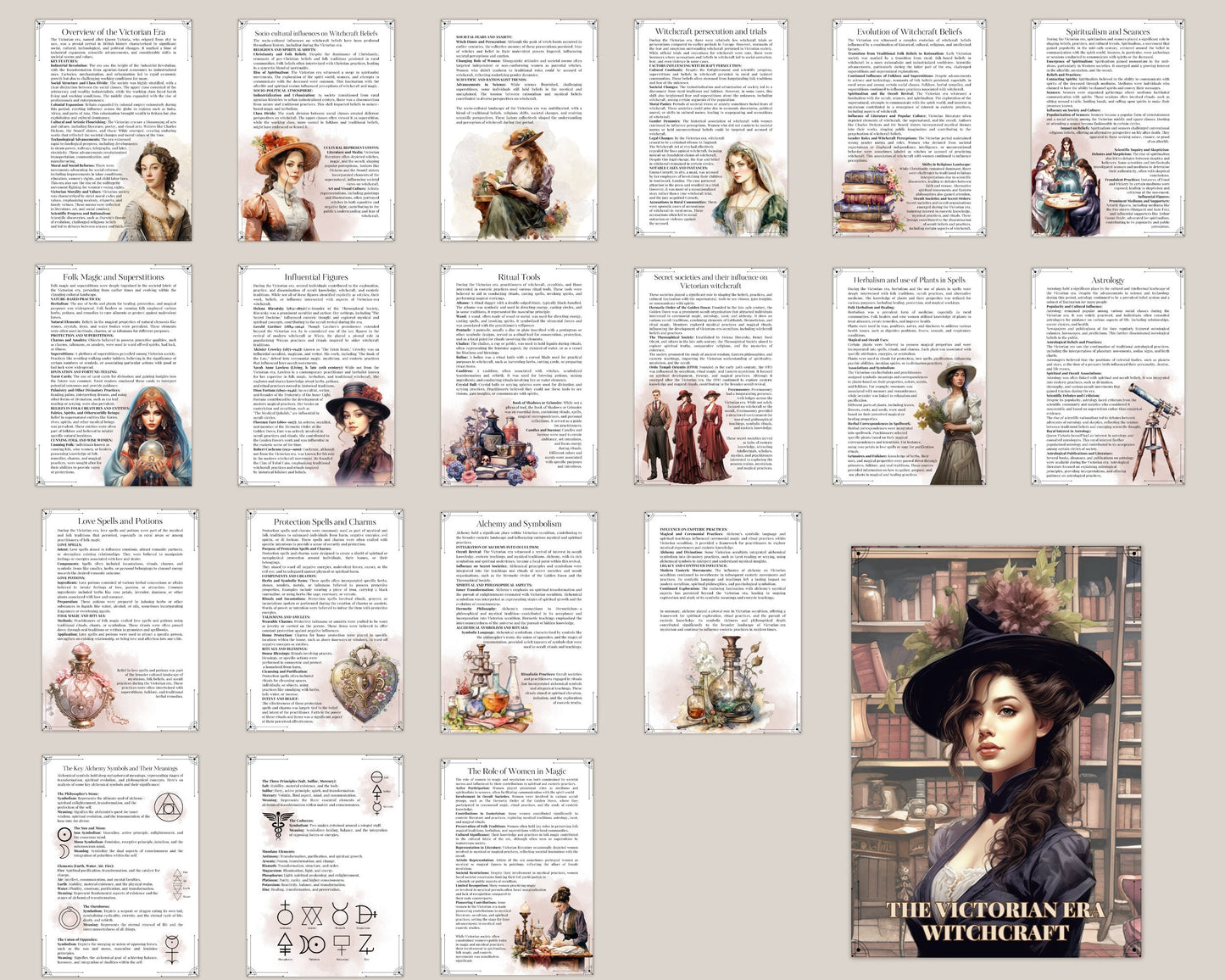 The Victorian Era Witchcraft. Basics. Beautiful grimoire pages. Printable.
