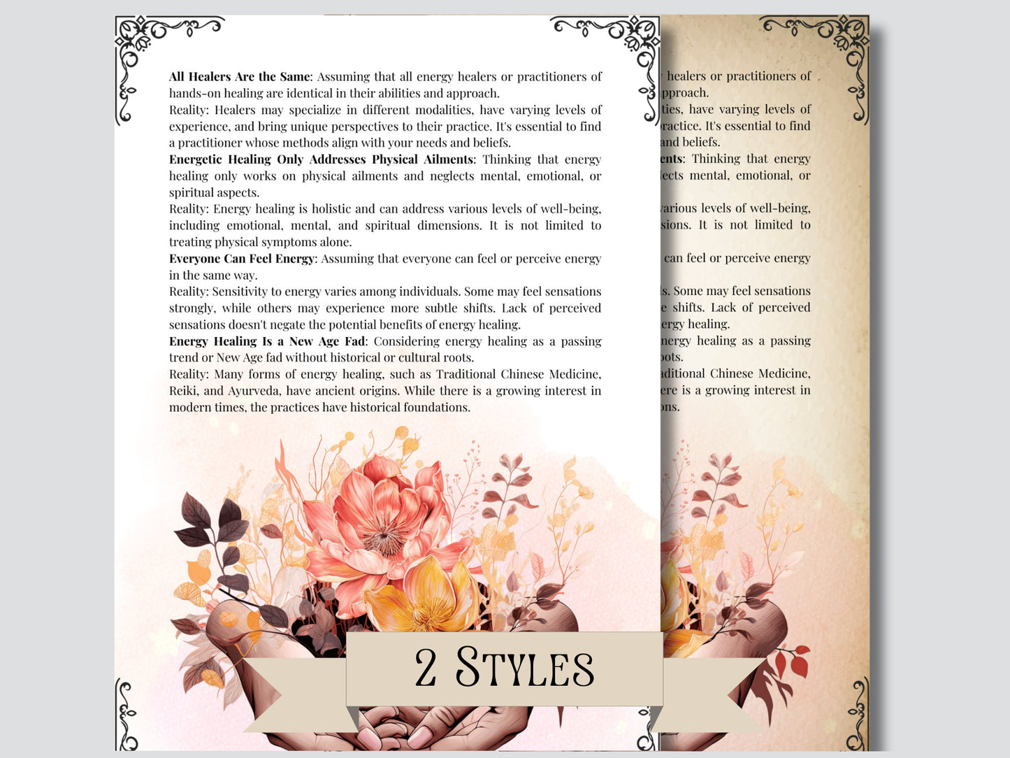 Healing Hands. Basics. Beautiful pages for your Grimoire or Book Of Shadows.