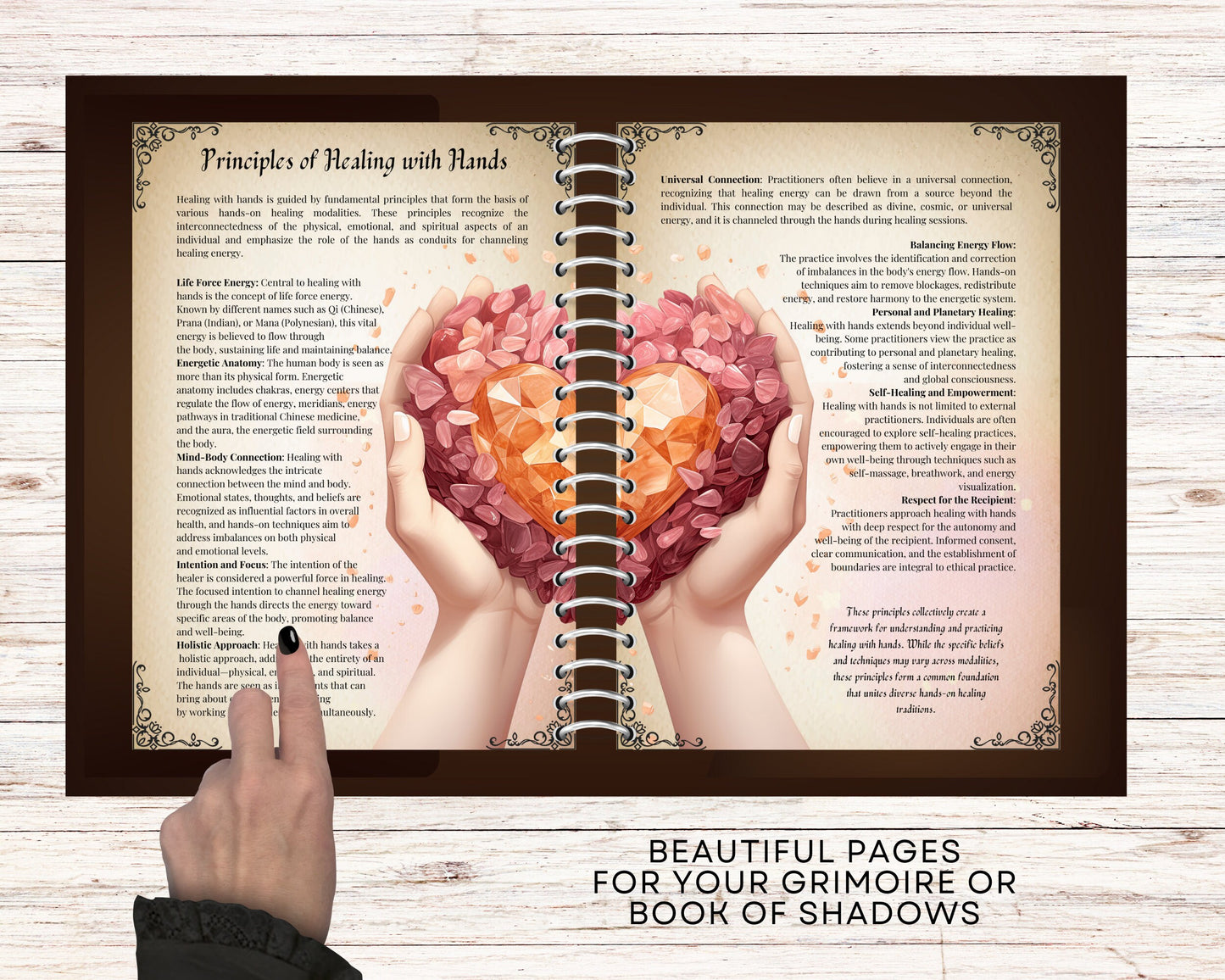 Healing Hands. Basics. Beautiful pages for your Grimoire or Book Of Shadows.