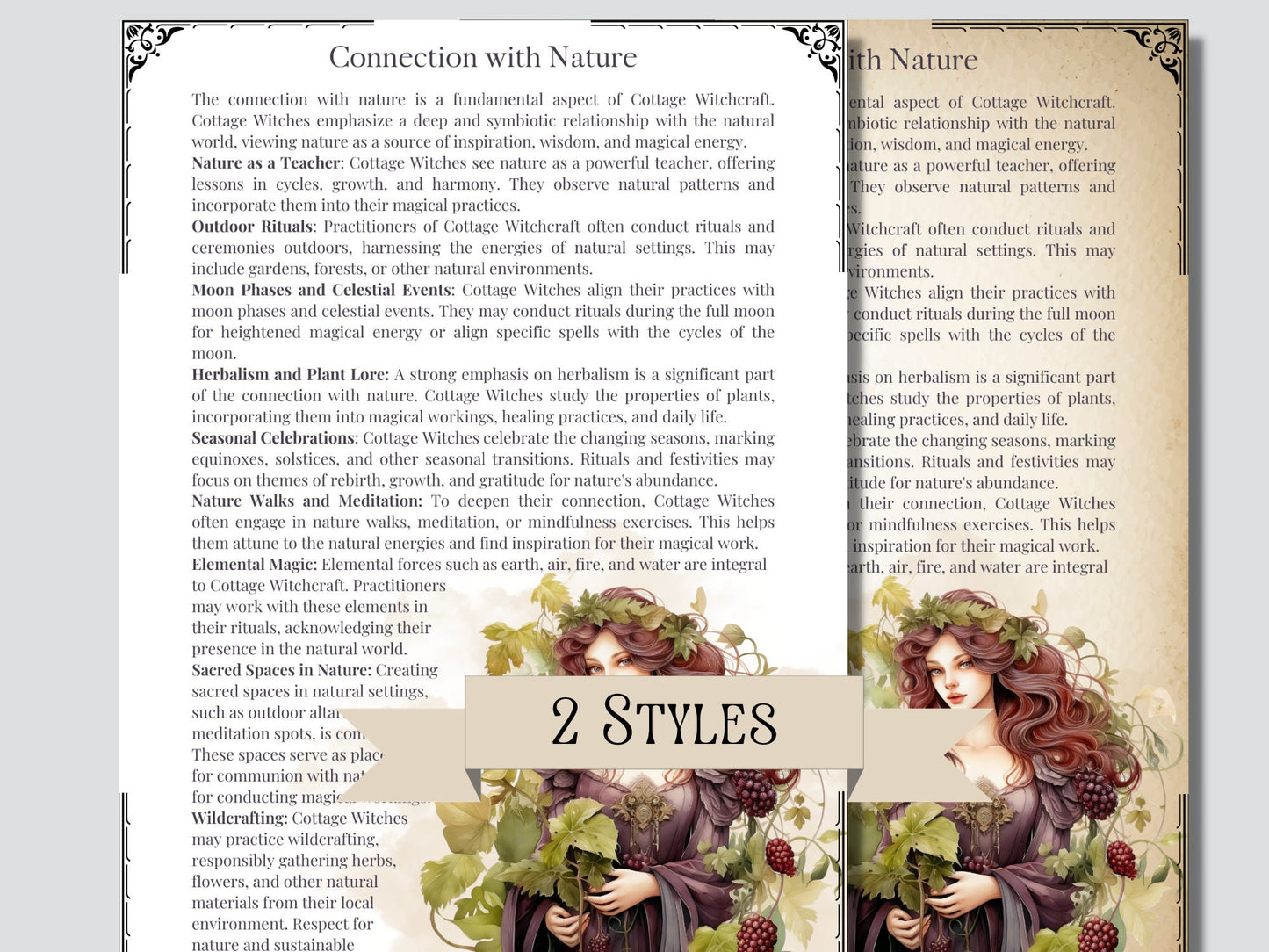 Enchant Your Path: Cottage Witchcraft. Basics. Beautiful printable Grimoire pages. 22 pages