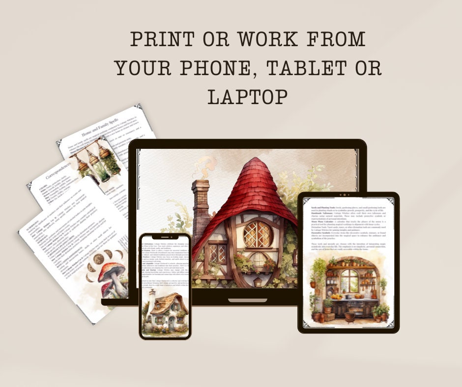 Enchant Your Path: Cottage Witchcraft. Basics. Beautiful printable Grimoire pages. 22 pages
