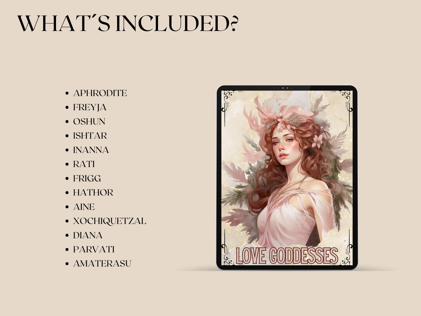 Love Goddesses. Beautiful pages for your Grimoire or Book Of Shadows. 14 pages. Printable