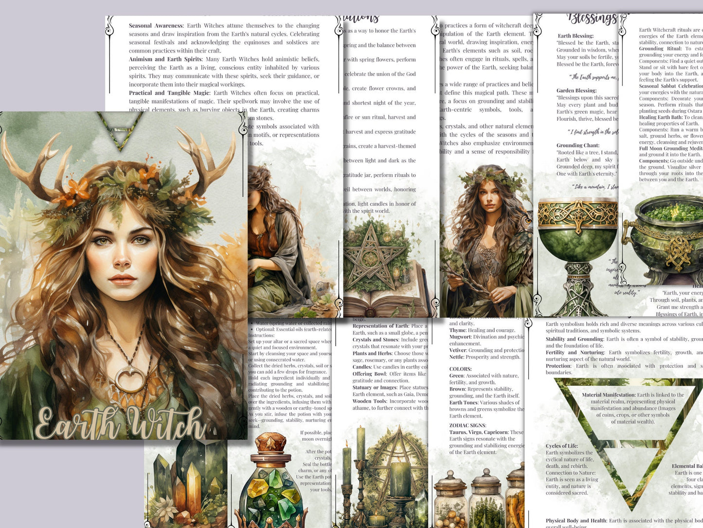 EARTH WITCH. Beautiful pages for your Grimoire or Book of Shadows. Printable