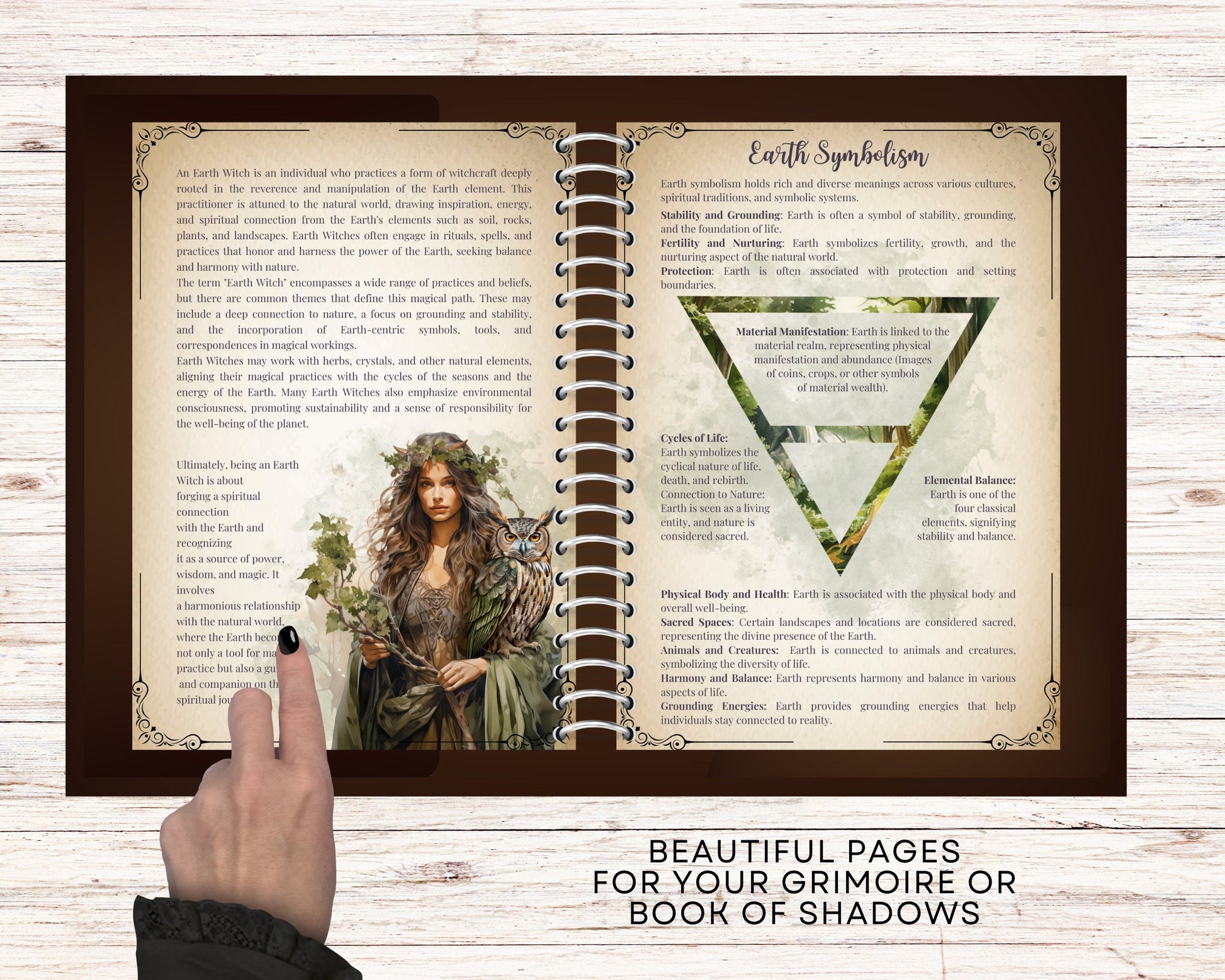 EARTH WITCH. Beautiful pages for your Grimoire or Book of Shadows. Printable