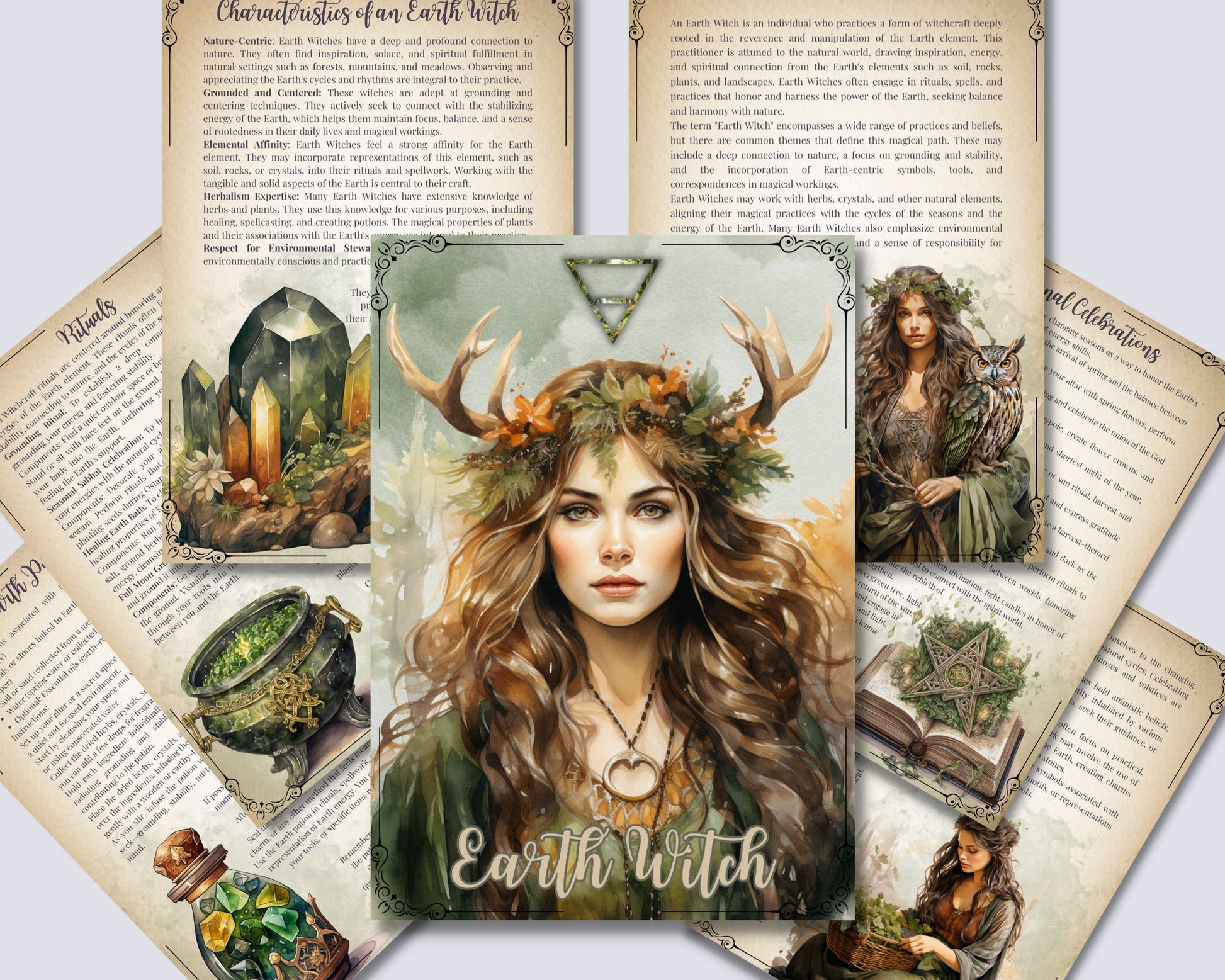 EARTH WITCH. Beautiful pages for your Grimoire or Book of Shadows. Printable