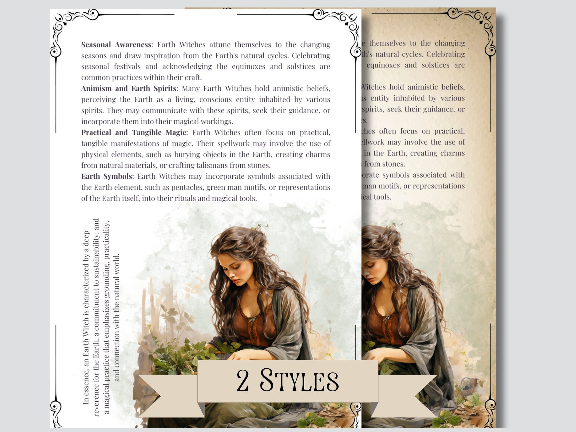 EARTH WITCH. Beautiful pages for your Grimoire or Book of Shadows. Printable