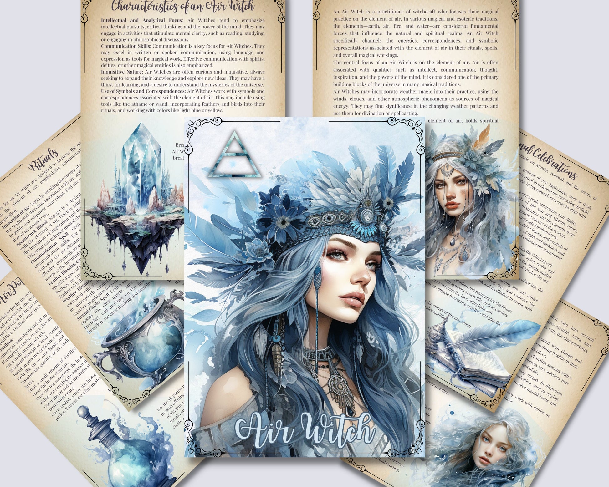 AIR WITCH. Beautiful pages for your Grimoire or Book Of Shadows. Printable
