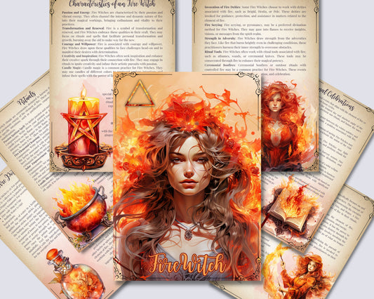 FIRE WITCH. Beautiful pages for your Grimoire or Book Of Shadows. Printable