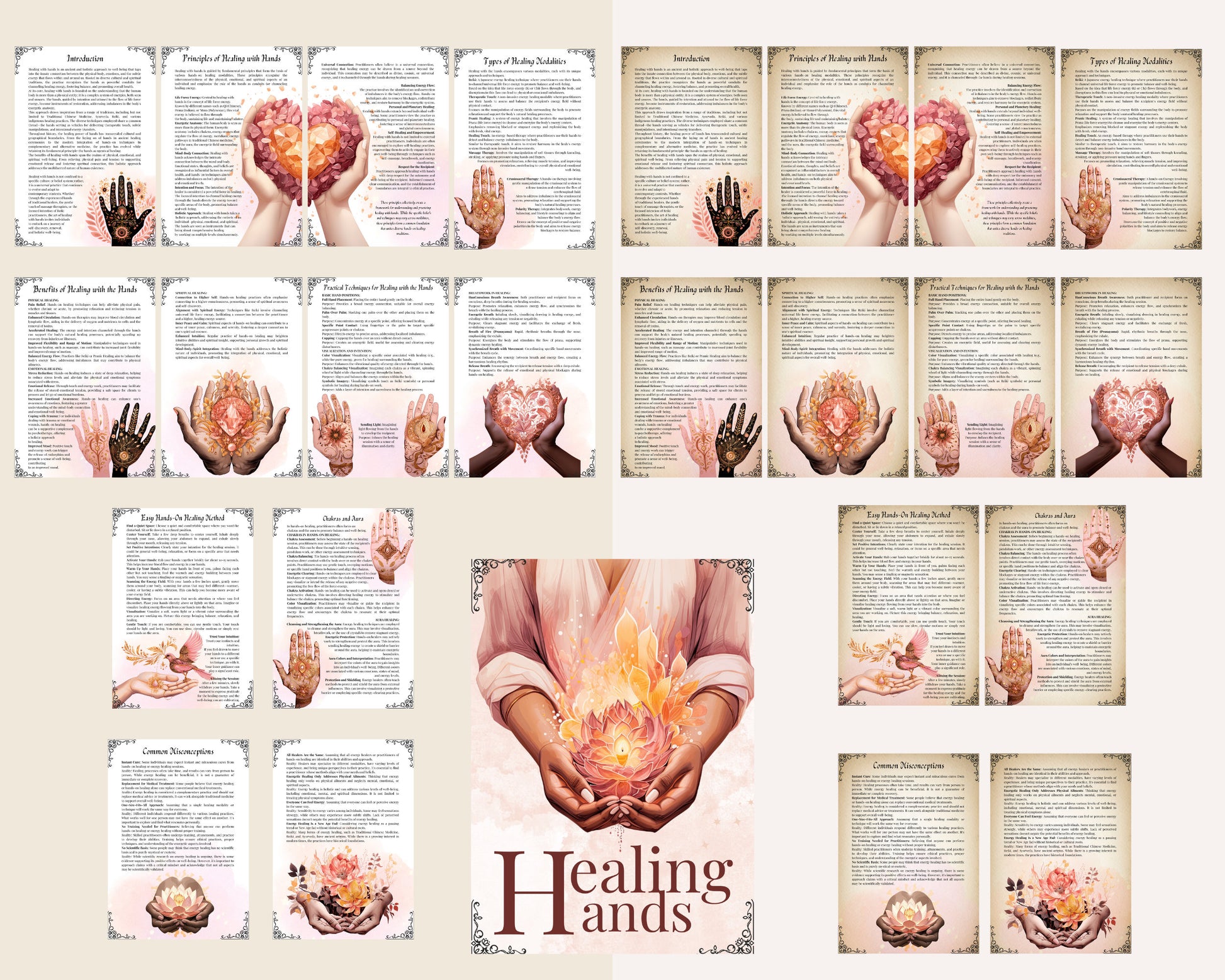 Healing Hands. Basics. Beautiful pages for your Grimoire or Book Of Shadows.