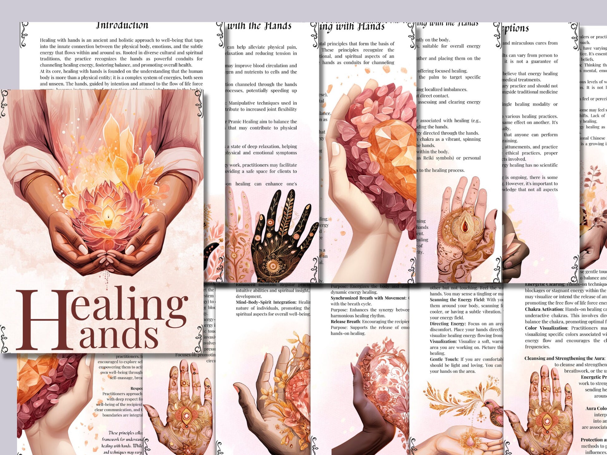 Healing Hands. Basics. Beautiful pages for your Grimoire or Book Of Shadows.