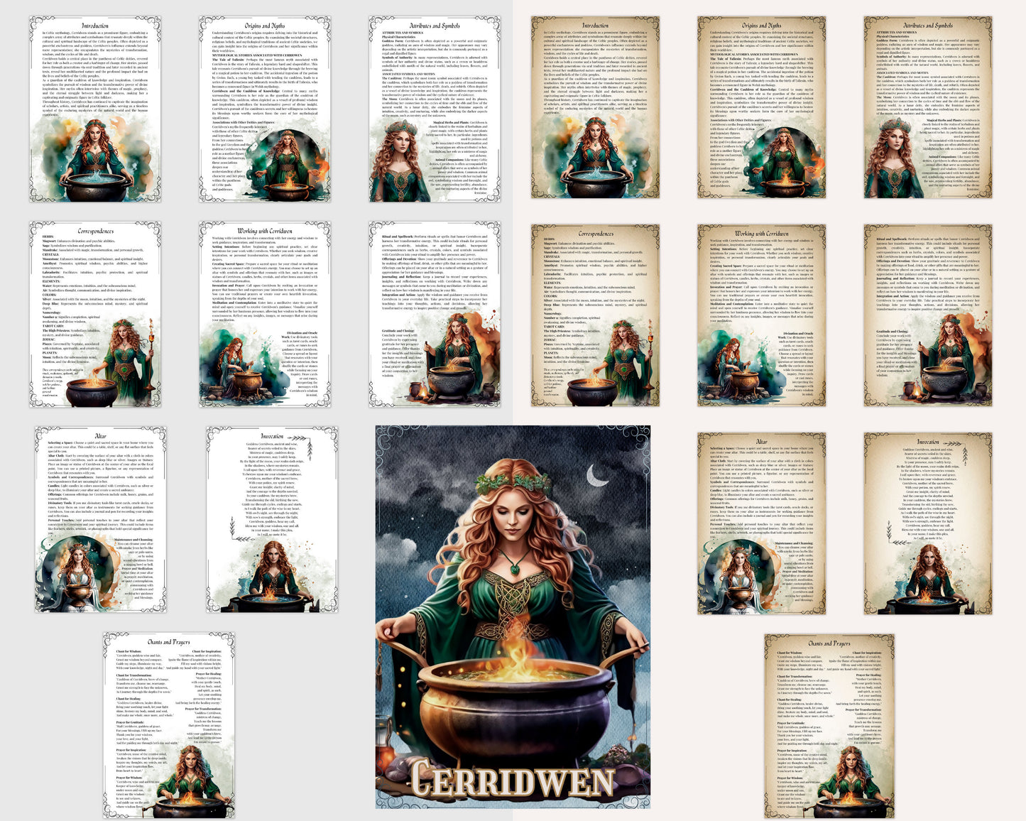 Cerridwen. Beautiful pages for your Grimoire or Book Of Shadows