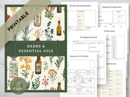 Herbs & Essential Oil Journal. Printable