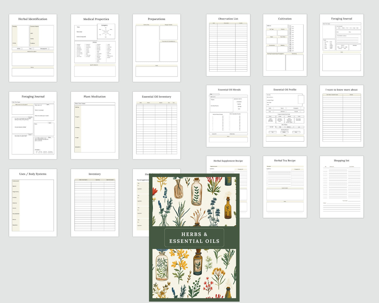 Herbs & Essential Oil Journal. Printable