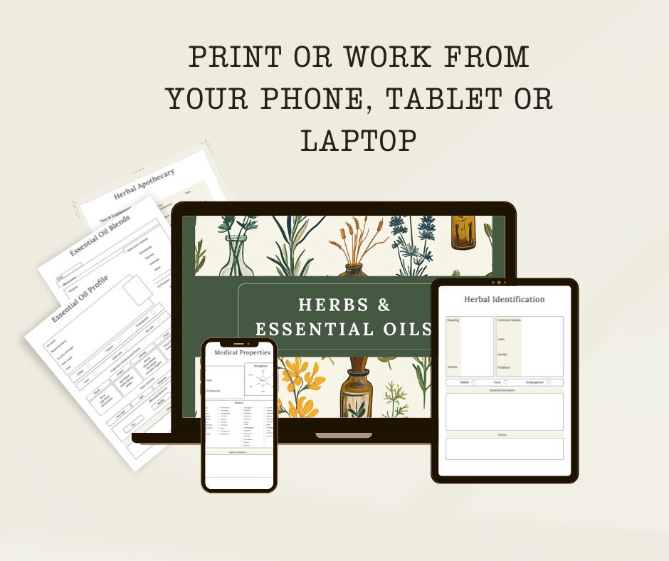 Herbs & Essential Oil Journal. Printable
