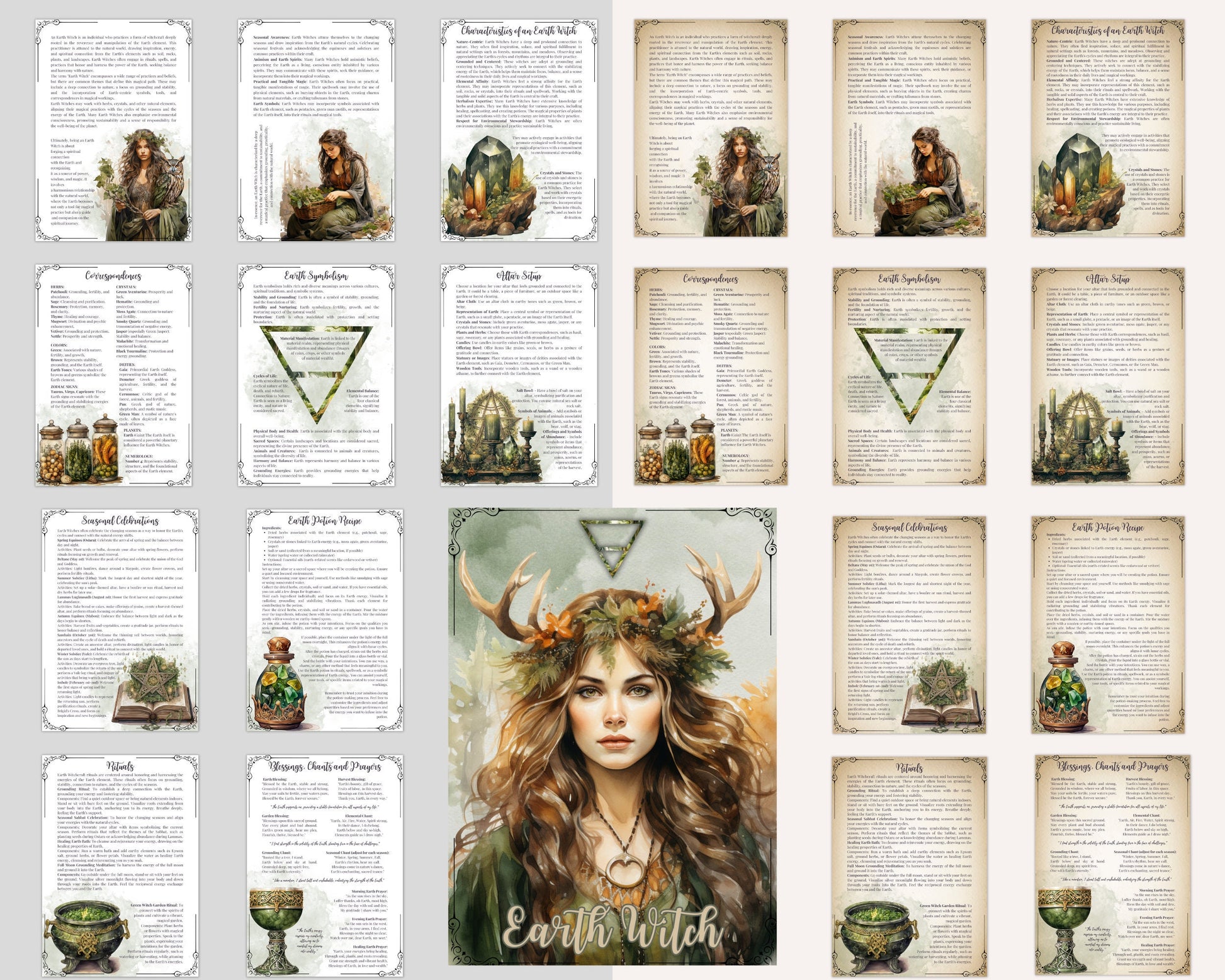 EARTH WITCH. Beautiful pages for your Grimoire or Book of Shadows. Printable