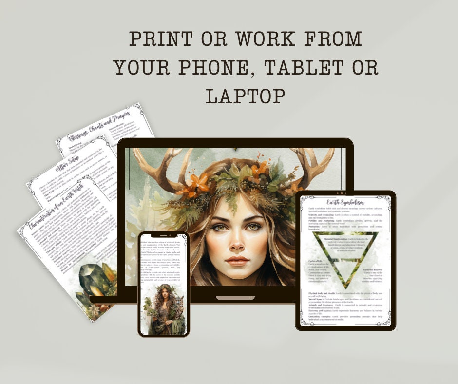 EARTH WITCH. Beautiful pages for your Grimoire or Book of Shadows. Printable