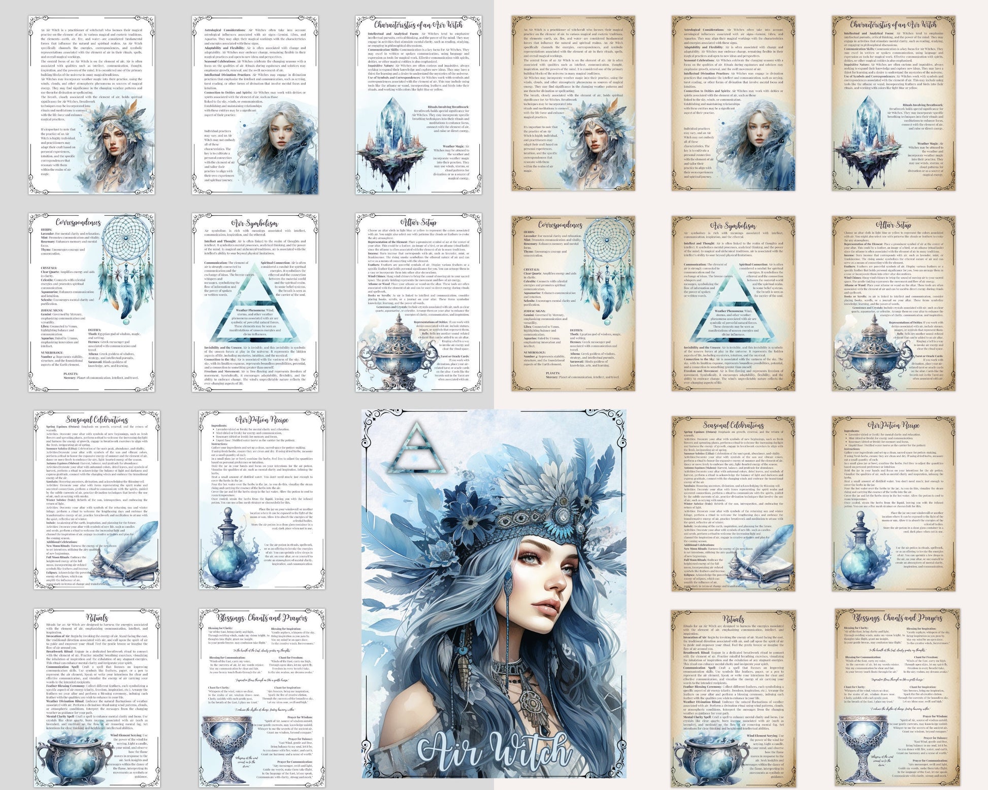AIR WITCH. Beautiful pages for your Grimoire or Book Of Shadows. Printable