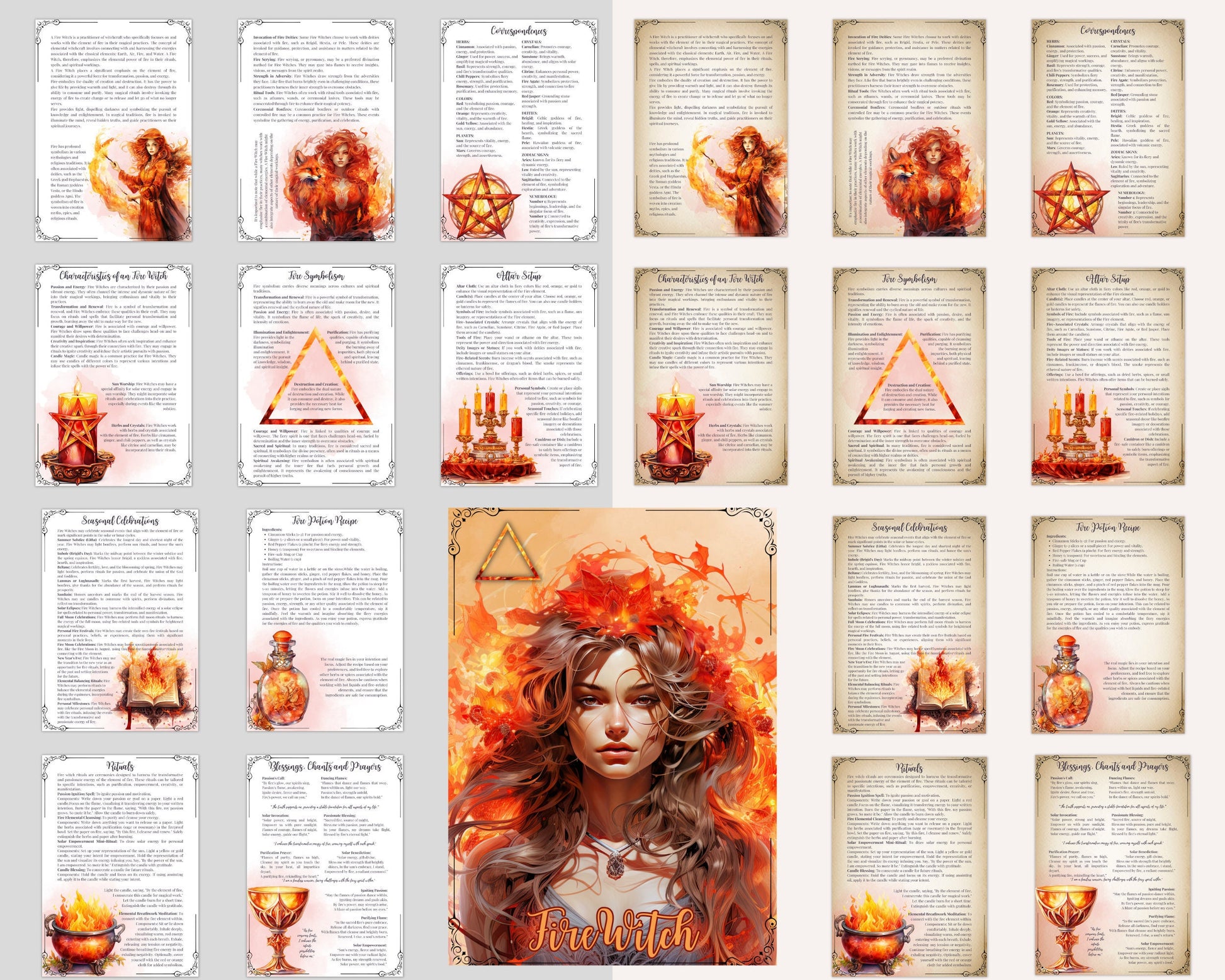 FIRE WITCH. Beautiful pages for your Grimoire or Book Of Shadows. Printable