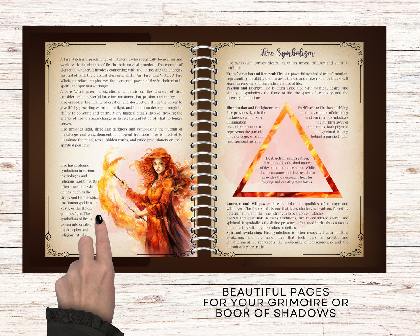 FIRE WITCH. Beautiful pages for your Grimoire or Book Of Shadows. Printable