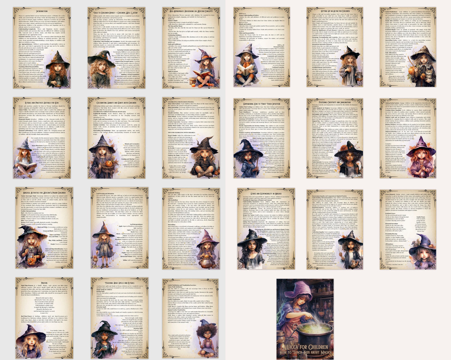 Wicca for Children. How to Teach Kids about Magick. Basics. Beautiful pages for your Grimoire or Book Of Shadows. Printable.