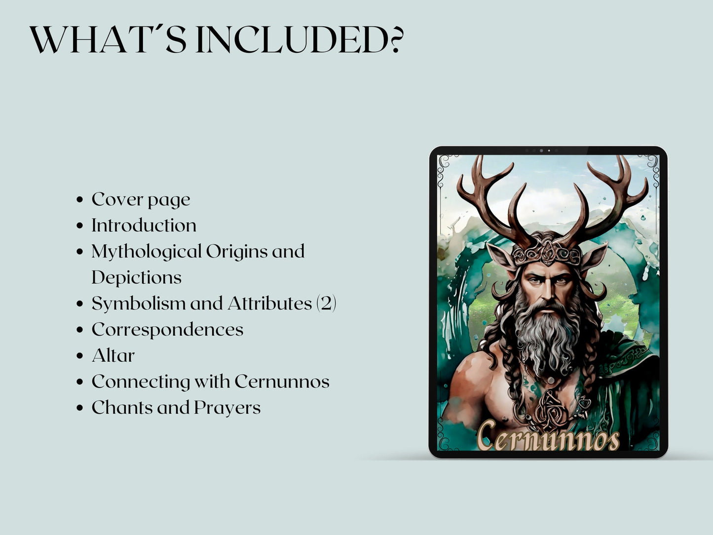 Cernunnos. Gaelic god of beasts and wild places. Beautiful pages for your Grimoire or Book Of Shadows. Printable.