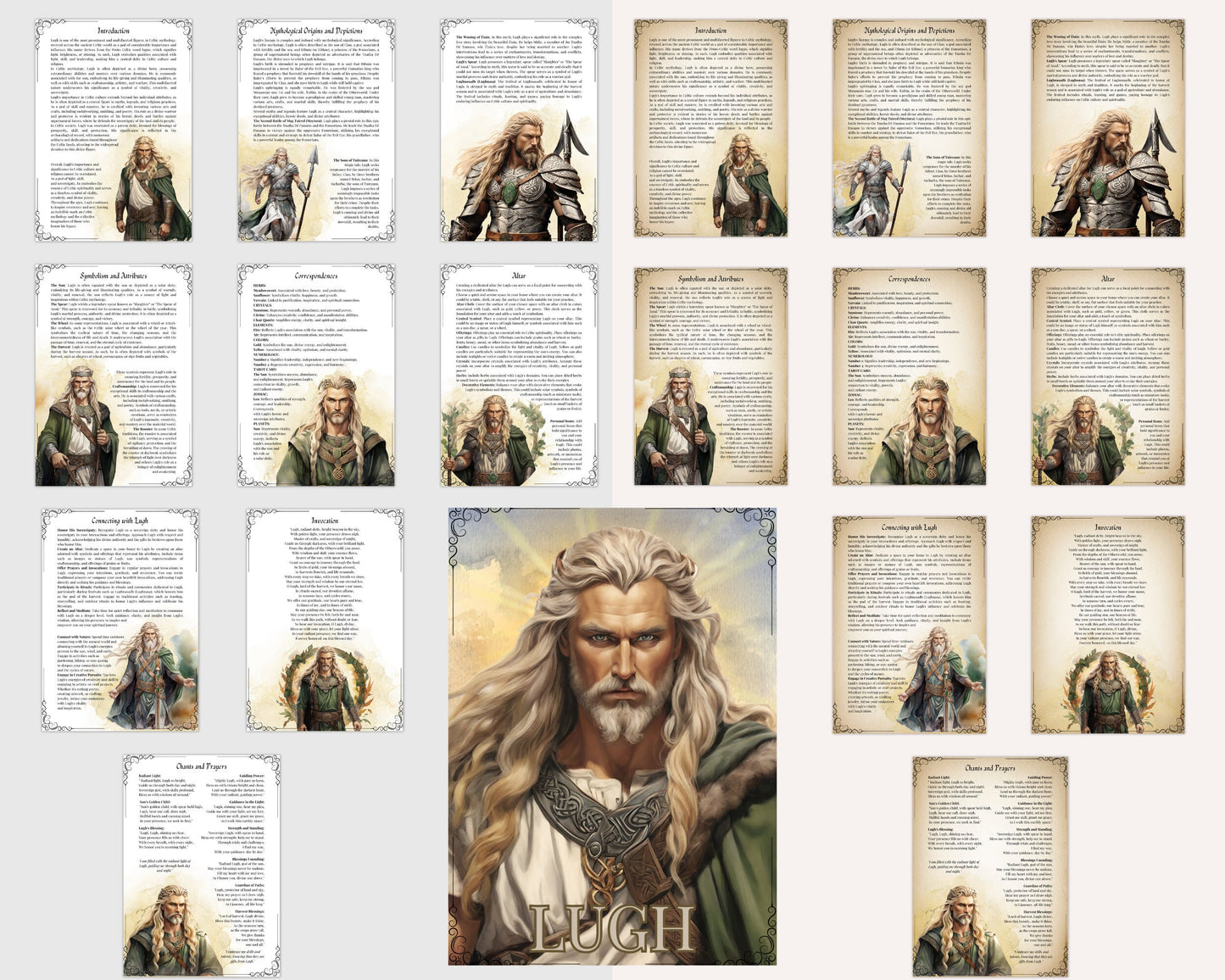 Lugh. Celtic God. Beautiful pages for your Grimoire and Book Of Shadows
