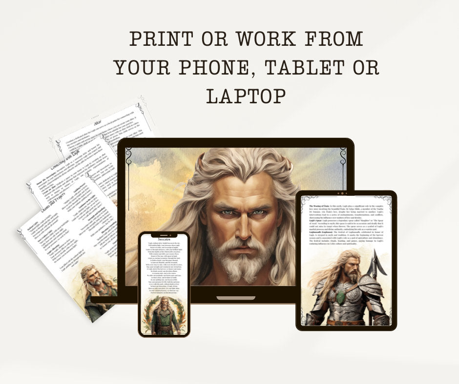 Lugh. Celtic God. Beautiful pages for your Grimoire and Book Of Shadows