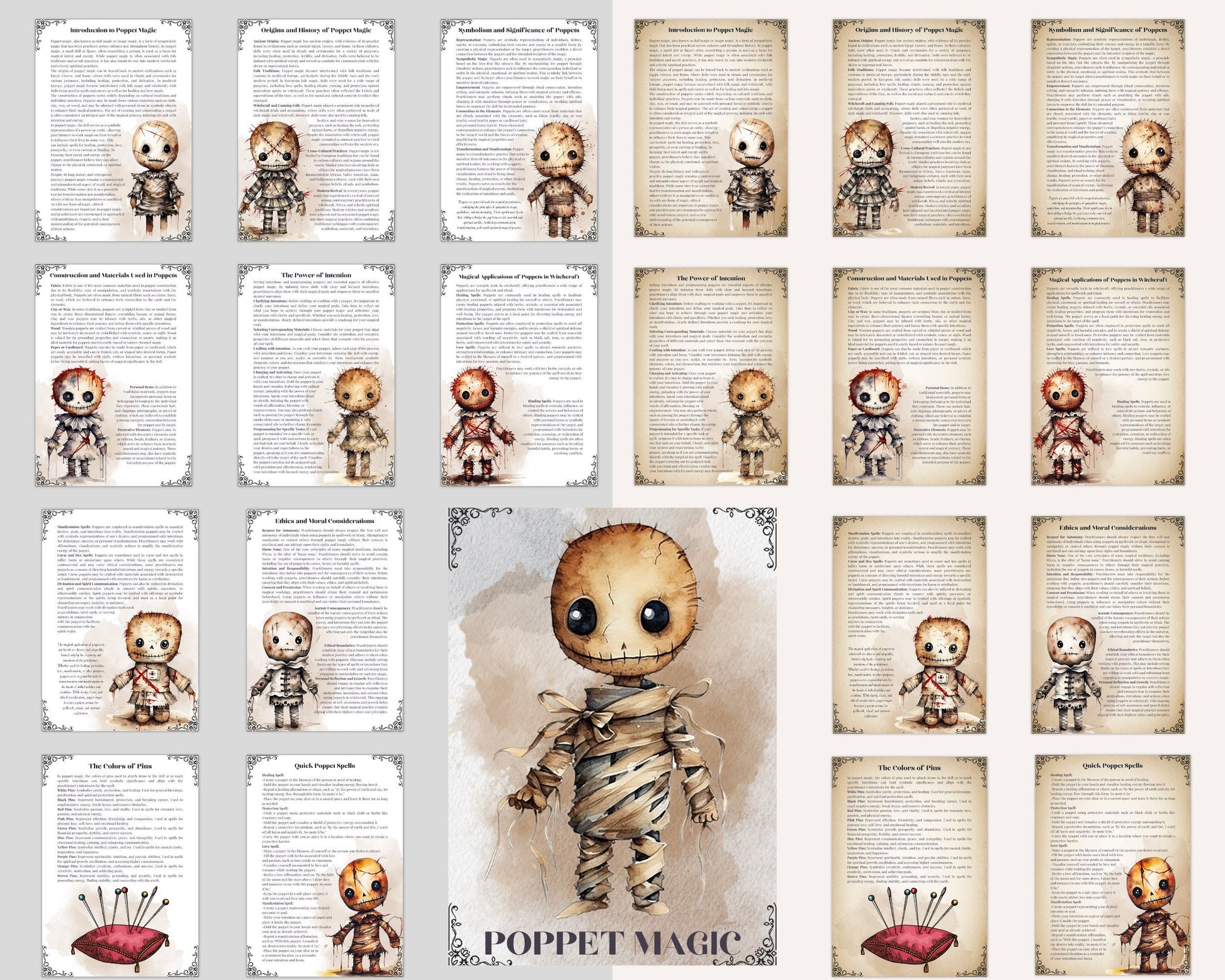 Poppet Magic. Basics. Beautiful pages for your Grimoire and Book Of Shadows. Printable