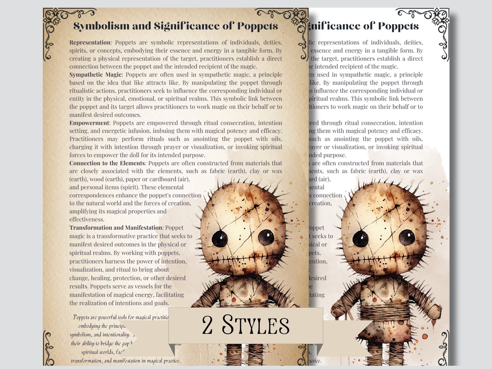 Poppet Magic. Basics. Beautiful pages for your Grimoire and Book Of Shadows. Printable