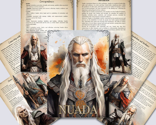 Nuada. Celtic God. Beautiful pages for your Grimoire or Book of Shadows. Printable