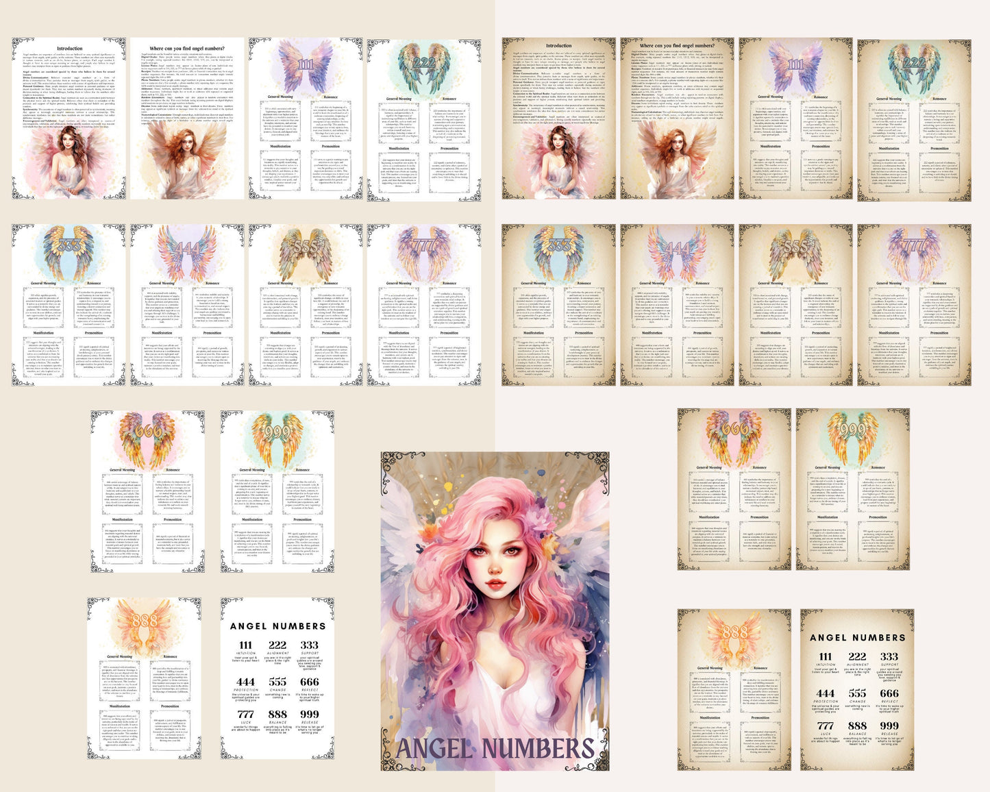 Angel numbers meanings + Bonus (Aura with Angel Numbers Set Wall Art). Printable