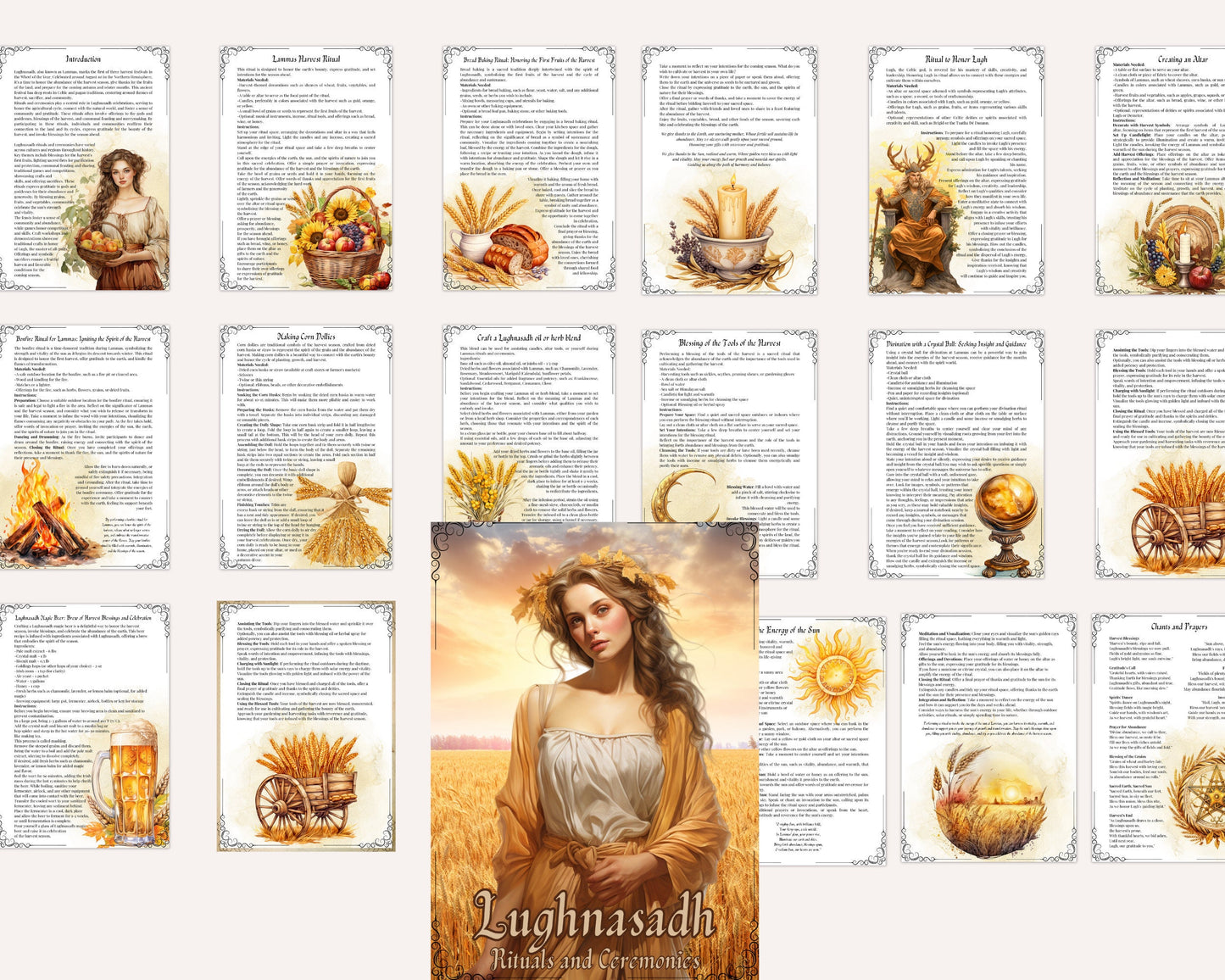 Lughnasadh. Lammas. Rituals and Ceremonies. Printable pages for your Book Of Shadows or Grimoire.