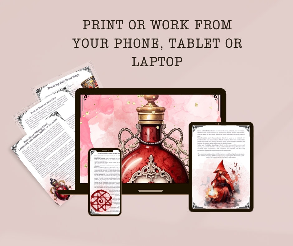 Blood Magic. The Basics. Beautiful pages for your Grimoire or Book of Shadows. Printable.