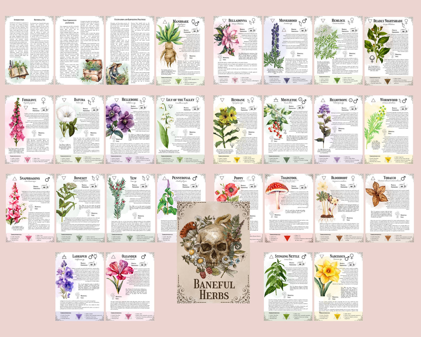 The Ultimate Baneful Herbs Collection- Grimoire Printable, Book of Shadows Printable, Poisonous Herbs