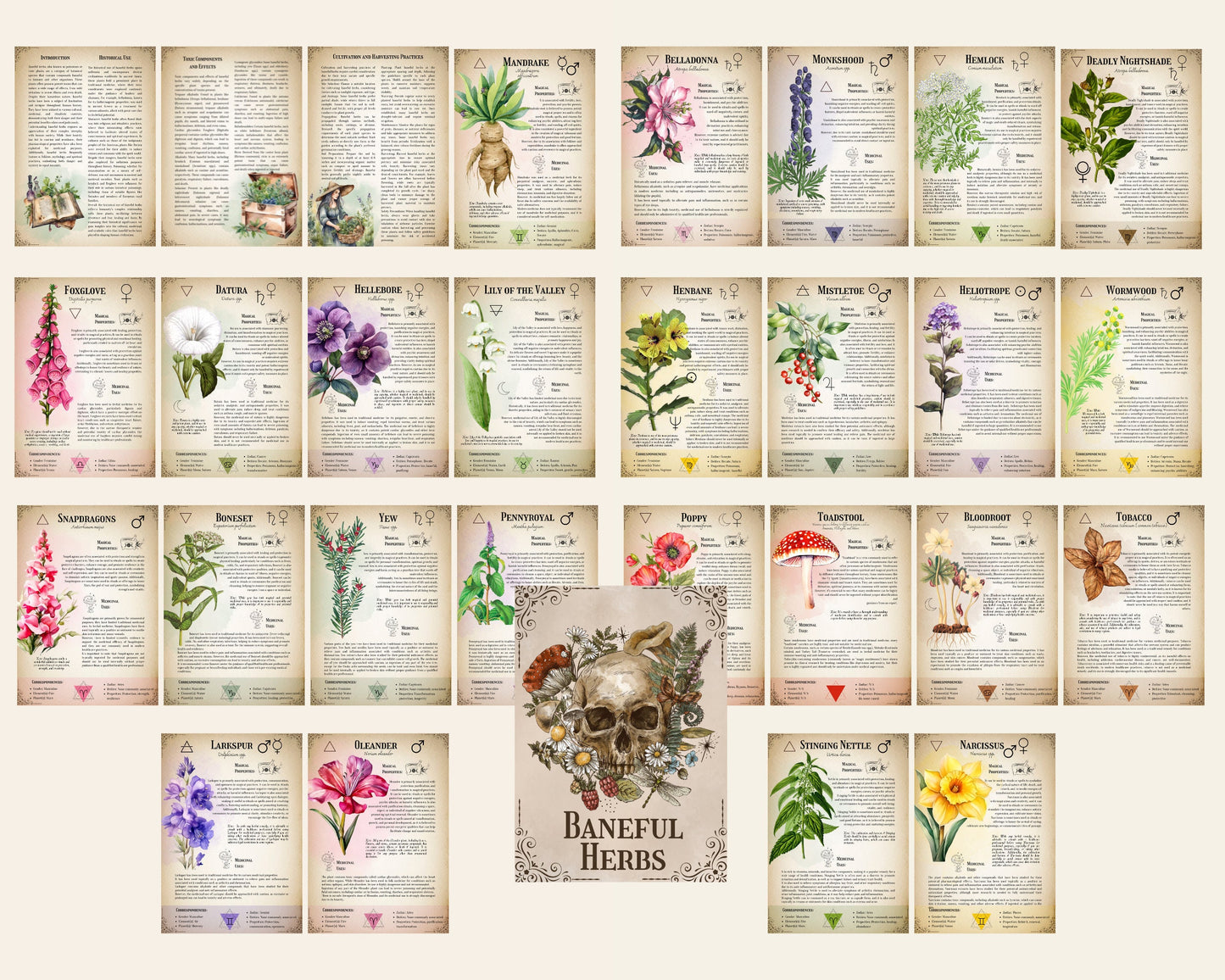 The Ultimate Baneful Herbs Collection- Grimoire Printable, Book of Shadows Printable, Poisonous Herbs