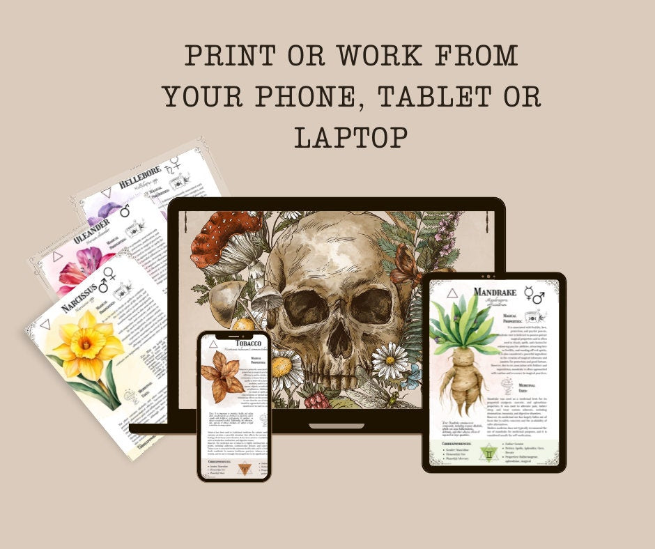 The Ultimate Baneful Herbs Collection- Grimoire Printable, Book of Shadows Printable, Poisonous Herbs