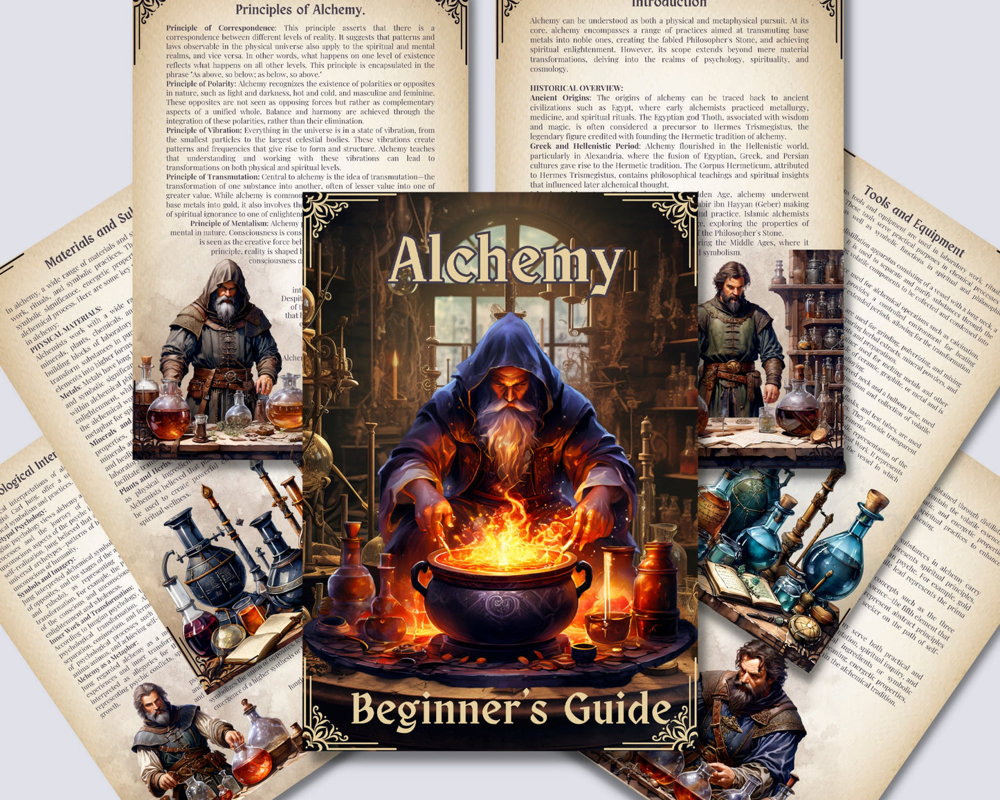 Alchemy Guide for Beginners. Beautiful pages for your Grimoire or Book Of Shadows. Printable