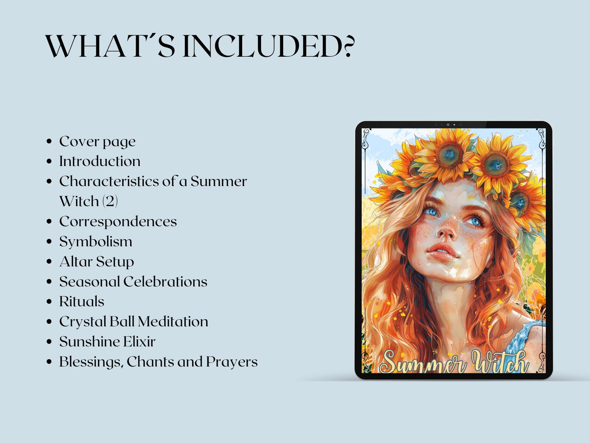 Summer Witch. Season of the Witch. Beautiful pages for your Grimoire or Book Of Shadows. Printable.